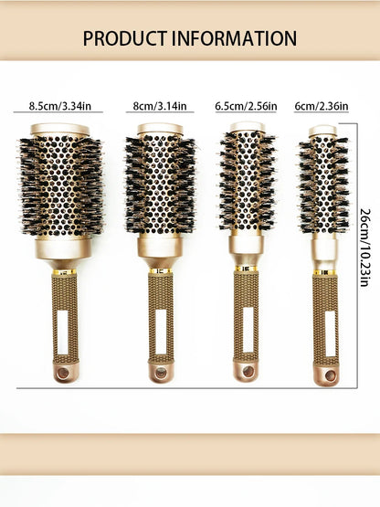 Aluminum Tube Round Barrel Hair Curling Brush Anti Static Round Rolling Brush Pro Barber Hair Rolling Brush Salon Styling Tools