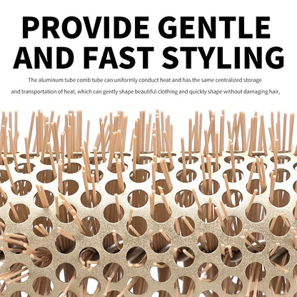 4 Sizes Of Curly Hair Comb Round Hair Comb Wild Boar Mane Hot Air Curly Hair Comb Gold Aluminum Tube Hairdressing Styling Comb