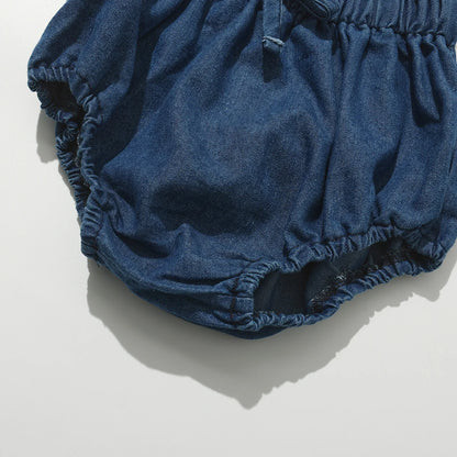 Newborn Baby Denim Bloomers Shorts Soft Cozy Cotton Toddler Boys Girls Summer Shorts Pants with Pockets Kids Clothing 0-3T