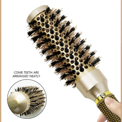 Aluminum Tube Round Barrel Hair Curling Brush Anti Static Round Rolling Brush Pro Barber Hair Rolling Brush Salon Styling Tools
