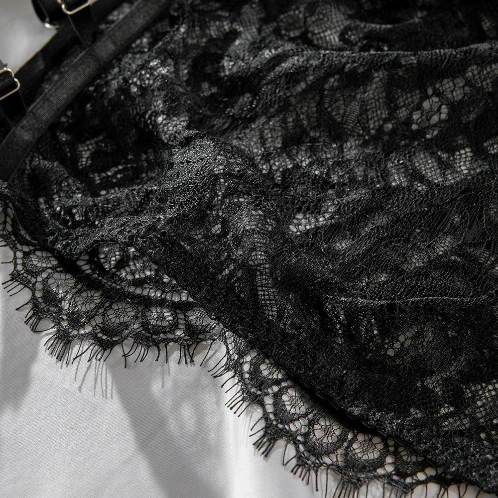 Women's Lingerie Lace Should be Tied with Cutout with Underwire Fishbone Three-piece Underwear Set The cut is slim and elegant