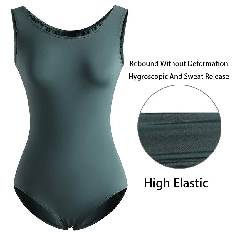 Women's Classic Team Basic Sleeveless Ballet Dance Leotards for Adult Gymnastics Dance Tops with Soft Lining Bodysuits