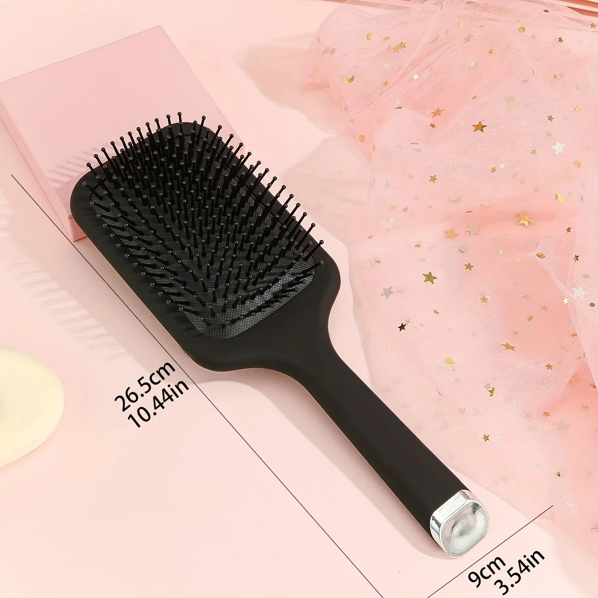 Black air cushion comb, hairbrush, paddle shaped hair comb, scalp massage comb, suitable for both men and women