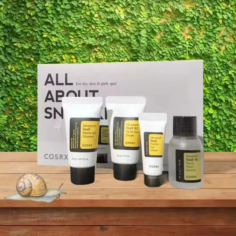 Advanced Snail 96 Mucin Skincare Set Travel Outfit Snail Essence/Cream/Cleanser/Eye Cream Korean Cosmetic Travel SkinCare Set 4p