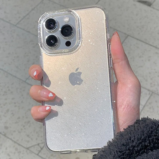 Luxury Bling Glitter Clear Phone Case iPhone 16 15 14 13 12 11 Pro Max Plus Mini