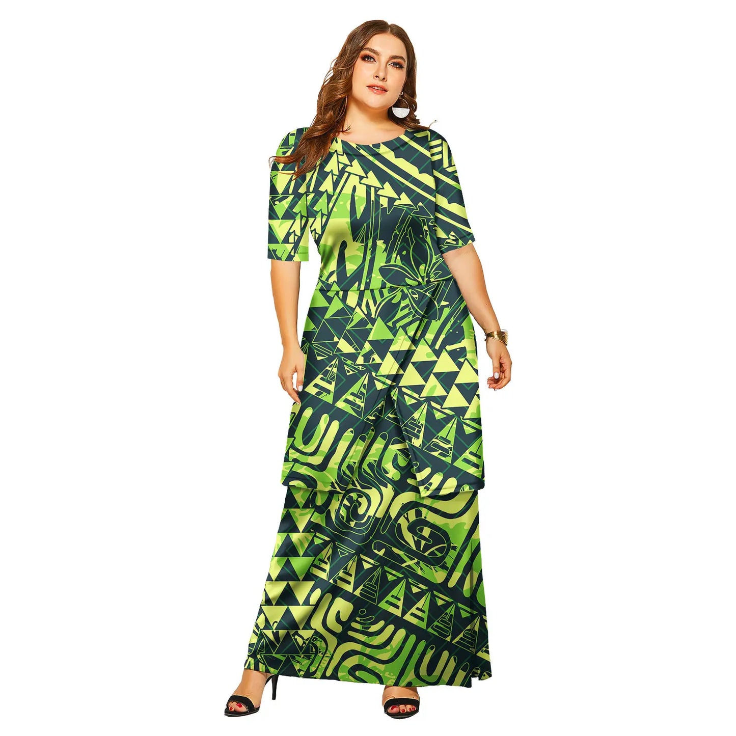 Samoa Puletasi Polynesian Tribal Tonga Logo Print Custom Ladies Plus Size Women's Sets Church Dress Asia & Pacific Islands Dress