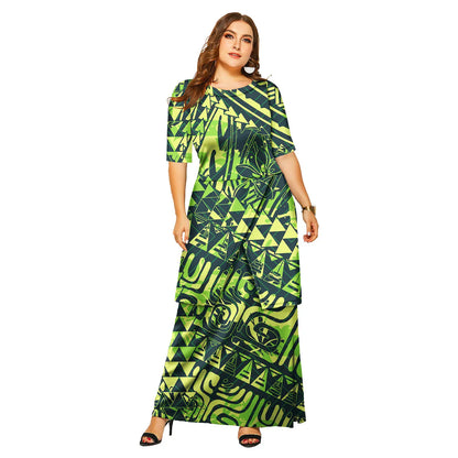 Samoa Puletasi Polynesian Tribal Tonga Logo Print Custom Ladies Plus Size Women's Sets Church Dress Asia & Pacific Islands Dress