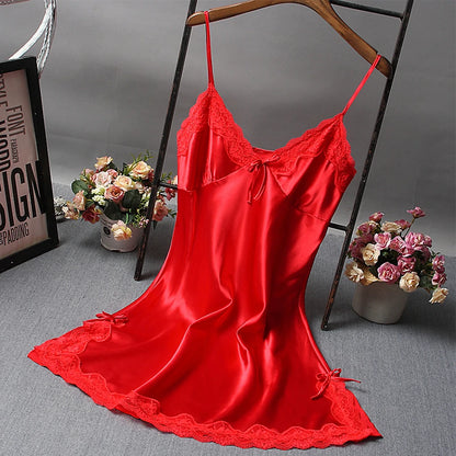 Sexy Lace Patchwork Nightwear Lingerie Nighty V Neck Wedding Dress Sleep Wear Nightdress Clothes Sexy Women's Nightgowns