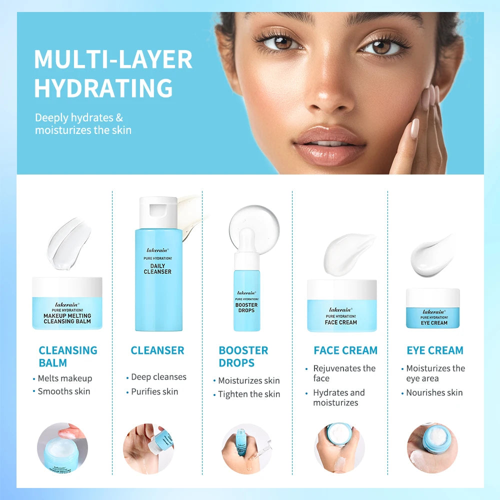 Skincare Mini Kit Cleanser Makeup Remover Moisturiser & Eye Cream For Hydrating Skin Airplane-Friendly Sizes Skincare Set