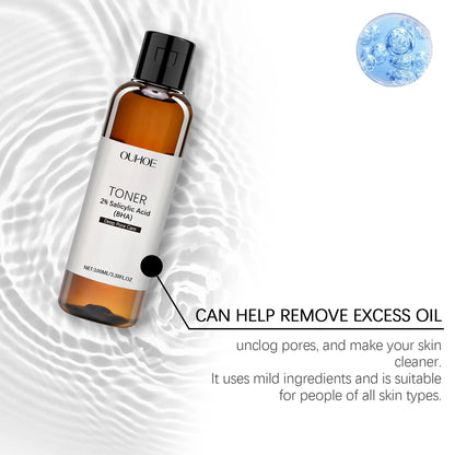 Salicylic Acid Toner for Acne Removing Control Oil Shrink Pores Remove Pimple Exfoliating Moisturizing Brighten Facial Toner