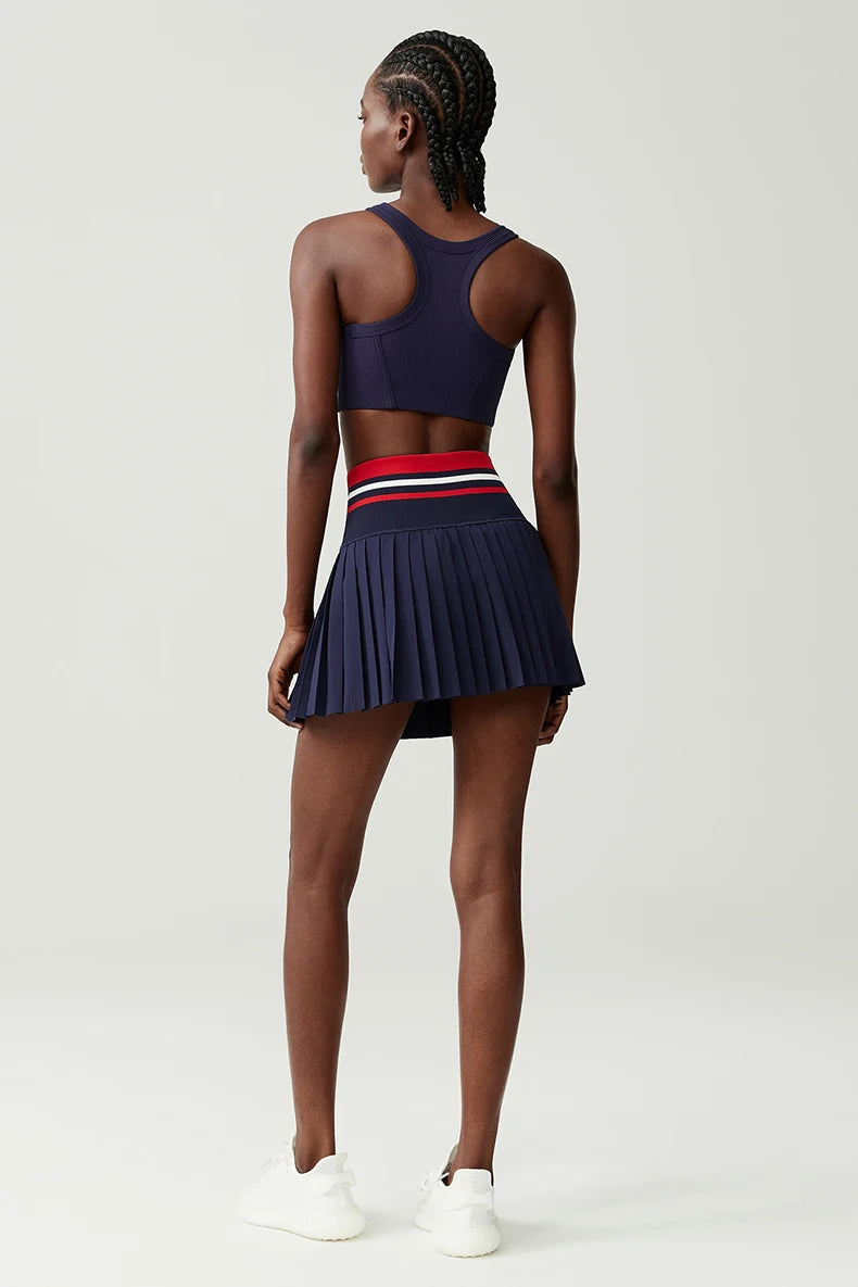 Women Short Sportswear Two Pieces Fitness Yoga Set High Waist Tennis Skirt Crop Top Gym Suit Female Breathable Sportswear