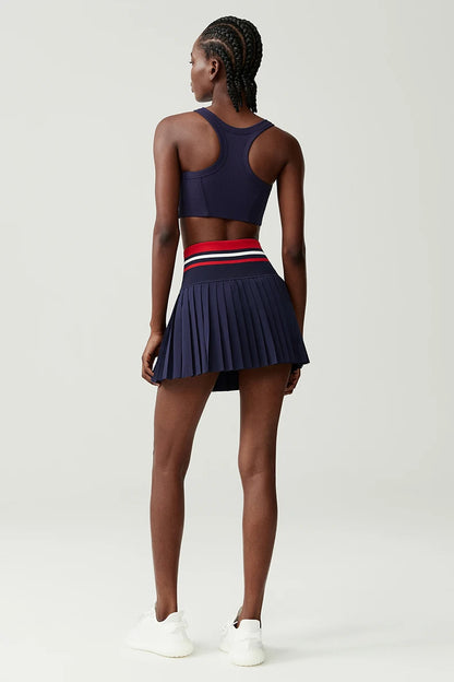 Women Short Sportswear Two Pieces Fitness Yoga Set High Waist Tennis Skirt Crop Top Gym Suit Female Breathable Sportswear