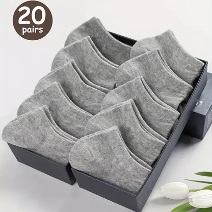 10/20/30/40/50 Pairs Of Breathable Deodorant Men's Low Cut Ankle Socks - Sweat W