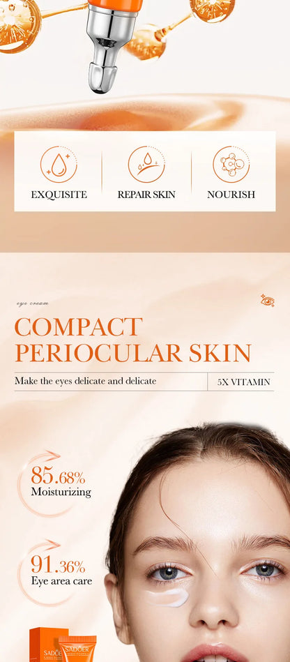 SADOER Vitamin C Eye Cream Anti Dark Circles Eyes Bags Remover Moisturizing Brightening Firming Skin Care Products for Eyes