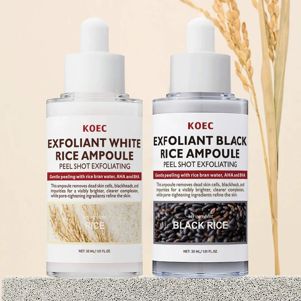 30ml Korean White And Black Rice Exfoliating Hydrating Essence Brightening Remove Dead Skin Blackhead Soften Serum Skin Care