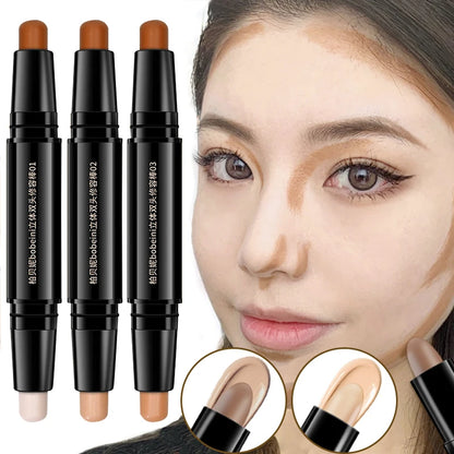 Double Head Highlight Pen High Makeup BQuality ase Foundation Stick Contouring Stick for Three-dimensional Nose Bridge Shadow
