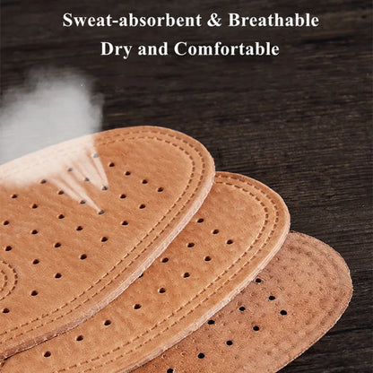 Real Cowhide Insole Leather Shoes Boots Shoe Inserts Soft Breathable Deodorant Anti-slip Template Shock Absorbing Insoles Sole