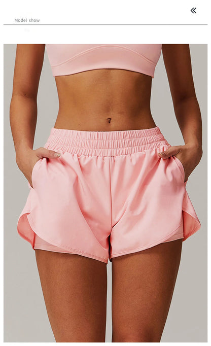 Yoga Shorts for Women Pocket Naked Quick Drying Sports Shorts Fitness Yoga Pants Two Pieces Of Shorts Hip Lifting Running Shorts