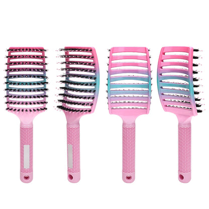 Barber Hair Brush Scalp Massage Comb Women Nylon Pig Sideburns Wet Curly Hair Brush Hairy Big Bend CombStyling Tools ﻿ ﻿