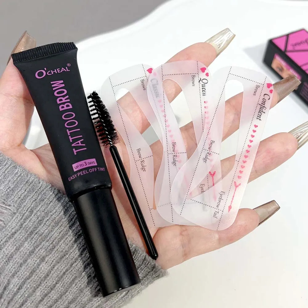 Sweatproof Peel Off Dye Eyebrow Cream Set Easy To Use Eyebrow Card Brush Long-lasting Waterproof Non-fading Eye Brow Gel Makeup