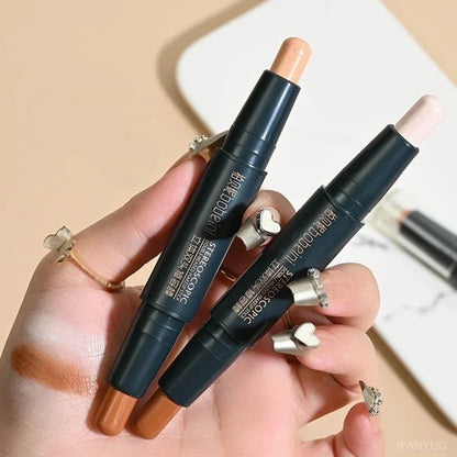 Double Head Highlight Pen High Makeup BQuality ase Foundation Stick Contouring Stick for Three-dimensional Nose Bridge Shadow