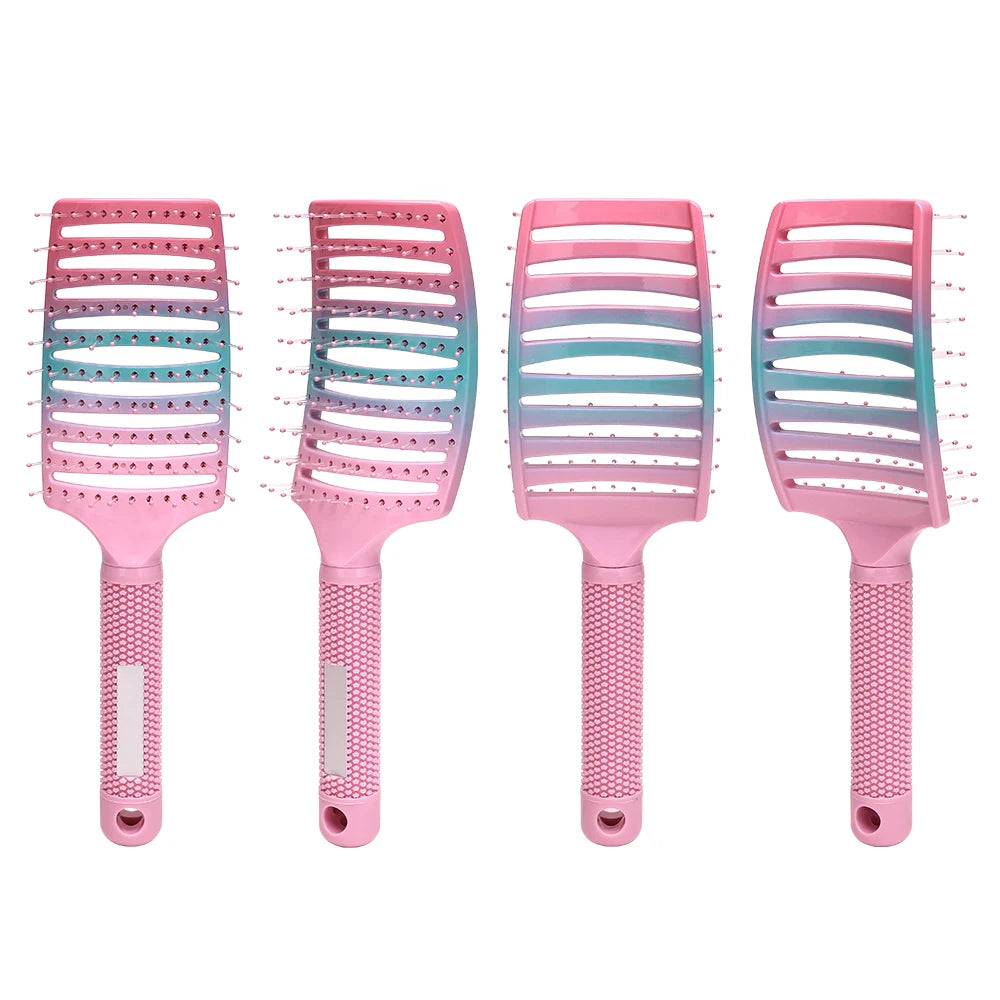 Barber Hair Brush Scalp Massage Comb Women Nylon Pig Sideburns Wet Curly Hair Brush Hairy Big Bend CombStyling Tools ﻿ ﻿
