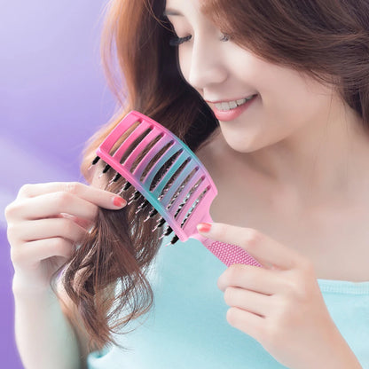 Barber Hair Brush Scalp Massage Comb Women Nylon Pig Sideburns Wet Curly Hair Brush Hairy Big Bend CombStyling Tools ﻿ ﻿