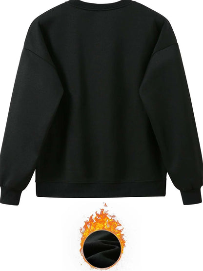 Women's autumn and winter hip-hop casual street cross graphic printed round neck sports shirt+sports pants set warm clothing