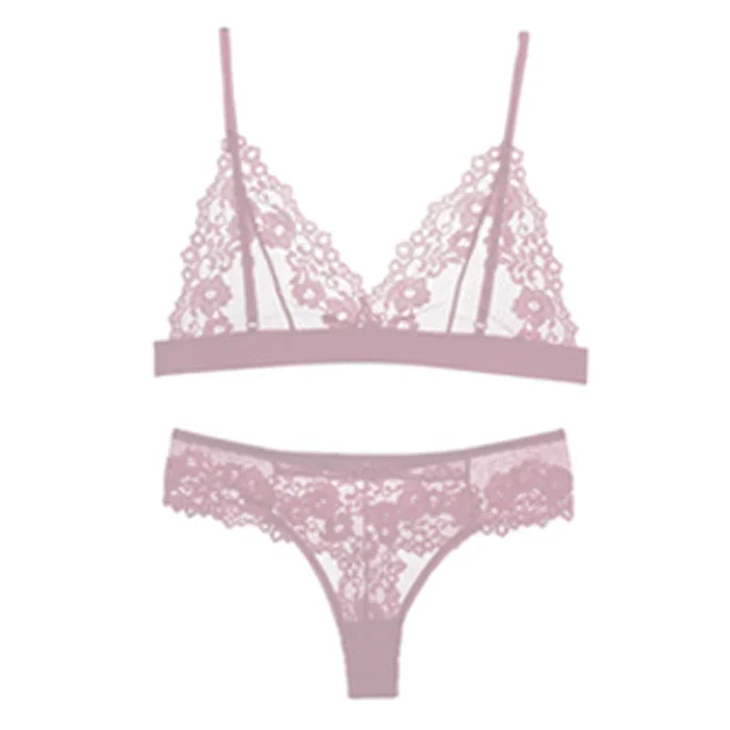 Sexy Lace Bra Sets Summer Women's Ultra-thin Lingerie Suit Brief Transparent No Wire Bra Breathable Intimate Underwear Exotic