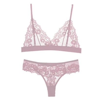 Sexy Lace Bra Sets Summer Women's Ultra-thin Lingerie Suit Brief Transparent No Wire Bra Breathable Intimate Underwear Exotic