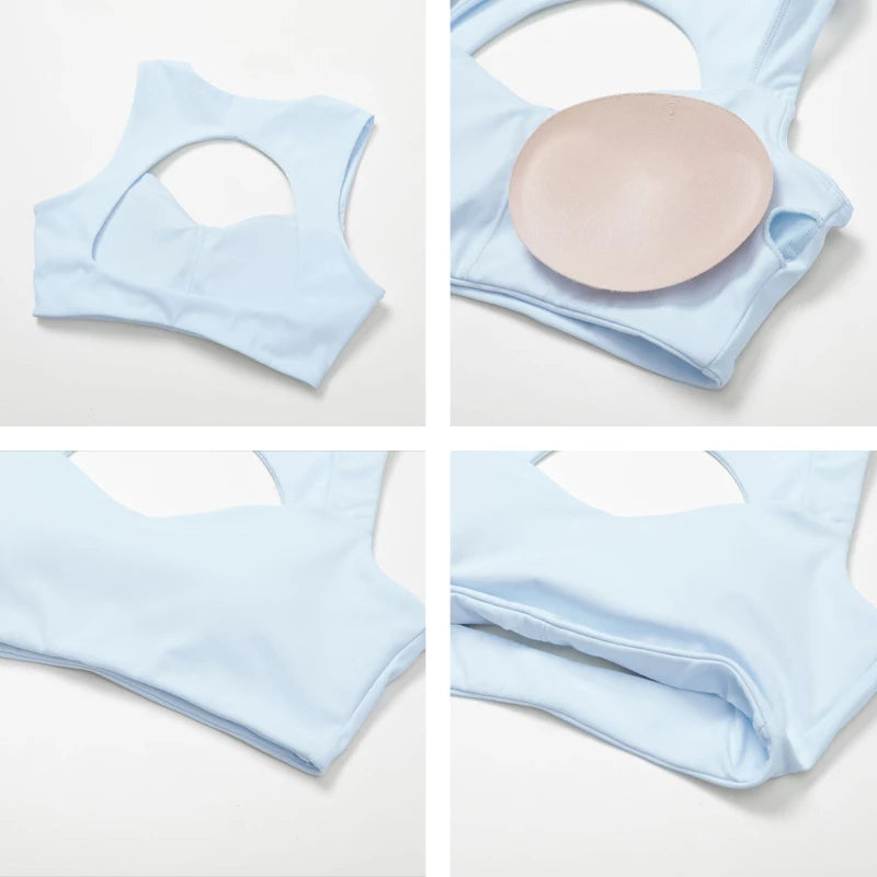 Hearuisavy Breathable Sports Bra Double Shoulder Straps Workout Top For Women Anti-sweat Fitness Top Push up Running Yoga Bra