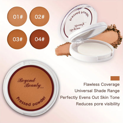 Wheat Bronzing Powder for Dark Skin, Matte Finish, Sweatproof & Oil Dark Foundation Concealer, Powder Puff And Mirror