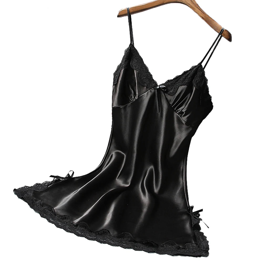 Sexy Lace Patchwork Nightwear Lingerie Nighty V Neck Wedding Dress Sleep Wear Nightdress Clothes Sexy Women's Nightgowns