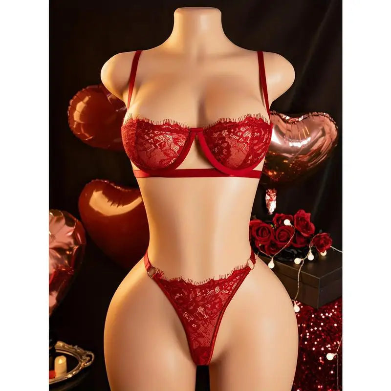 Thin Sexy Lingerie Bra Set  Erotic Push Up Breves Sets Woman Lace Transparent Underwear Embroidery Thong Kit Delicate Underwear