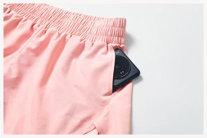 Yoga Shorts for Women Pocket Naked Quick Drying Sports Shorts Fitness Yoga Pants Two Pieces Of Shorts Hip Lifting Running Shorts