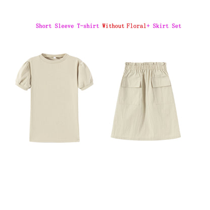 AS 2025 Children's Clothing Baby Girl Clothes Boys Ribbed Print Children's Sets For Summer Spring Kids Clothing