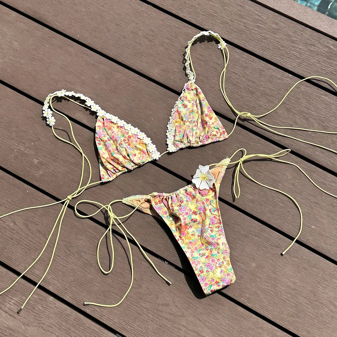 2025 Bandeau Biquini Women Sexy Bikini Push Up Swimsuit Female Swimwear Floral Printed Swim Suit Halter Bathingsuit Beachwear