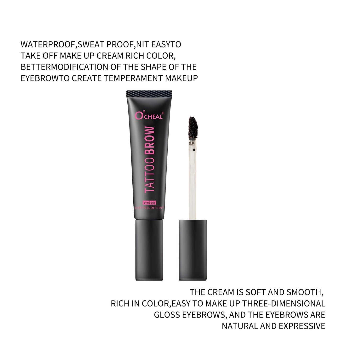Waterproof Tattoo Brow Peel Off Tint with Stencils - Semi-Permanent Eyebrow Tint Lasts Up to 3 Days - Easy to Apply and Long-Las