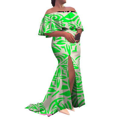 Tax Included Custom-Made Polynesian Summer Evening Dress With A Slim-Fitting One-Shoulder Cut And Off-The-Shoulder Design