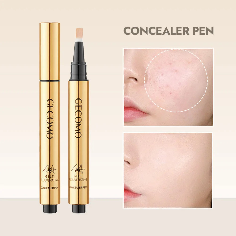 GECOMO Press Concealer Pen Liquid Concealer Long Lasting Moisturizing Not Fading Base Makeup Face Invisible Pores