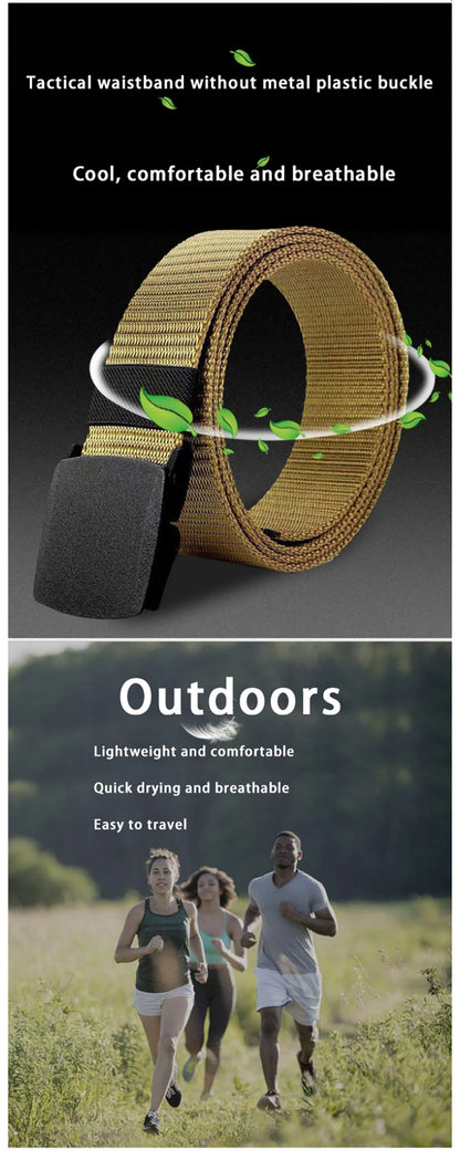 Men's Belt Outdoor Casual Canvas Belt Metal Free Training Nylon Tactical Belt Wi
