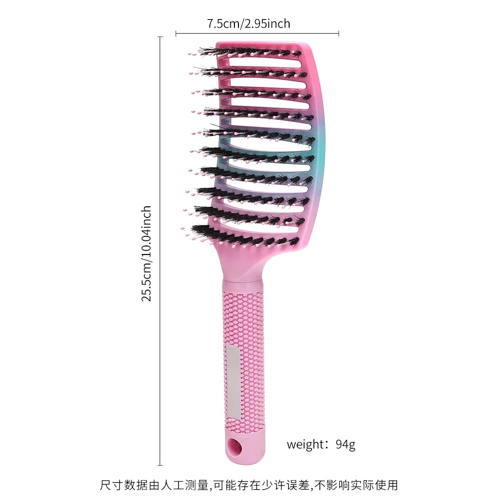 Barber Hair Brush Scalp Massage Comb Women Nylon Pig Sideburns Wet Curly Hair Brush Hairy Big Bend CombStyling Tools ﻿ ﻿