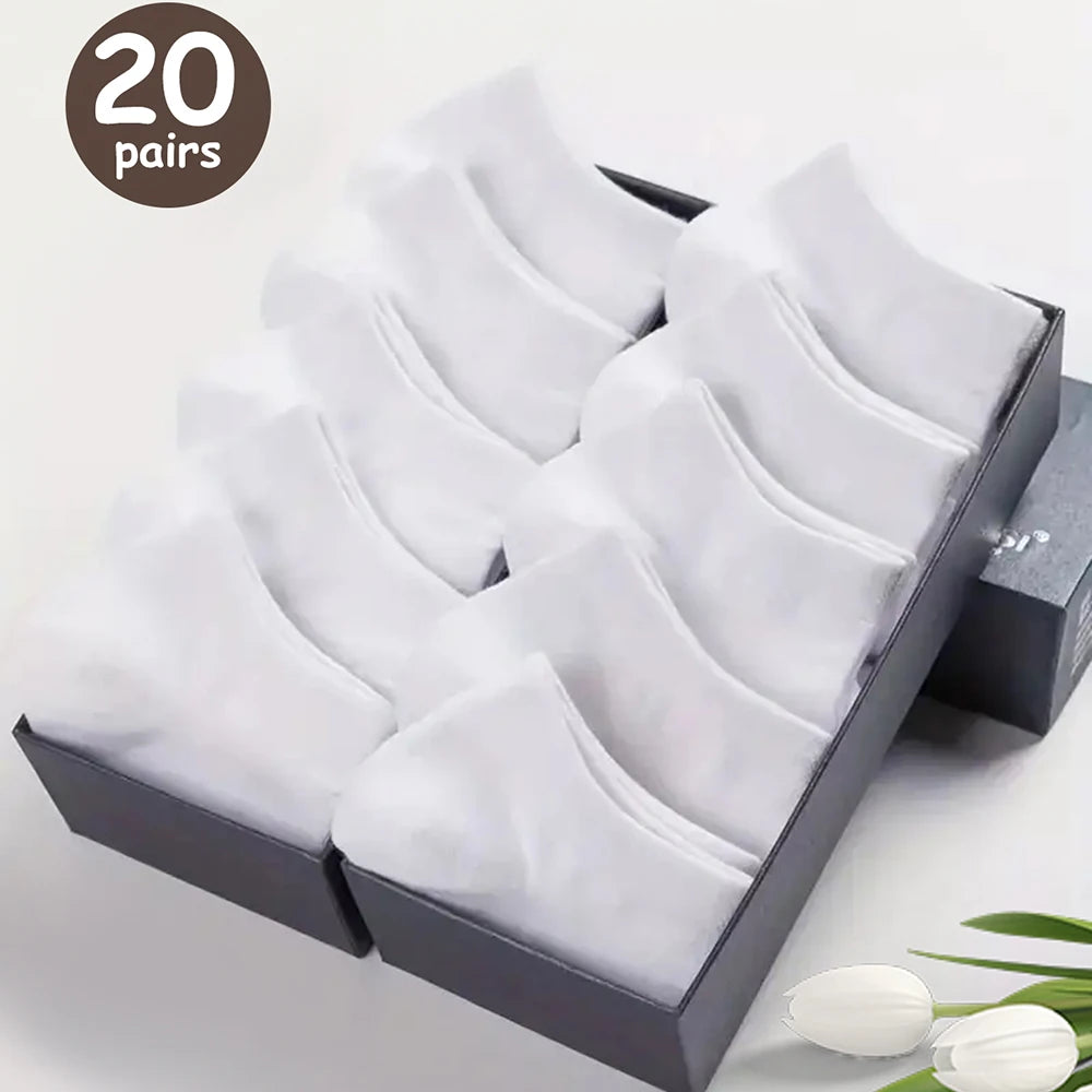 10/20/30/40/50 Pairs Of Breathable Deodorant Men's Low Cut Ankle Socks - Sweat W