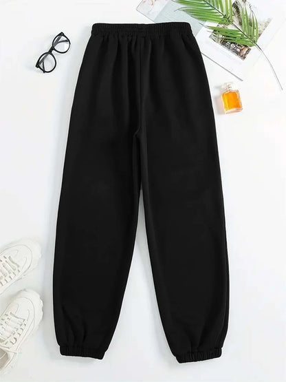 Women's autumn and winter hip-hop casual street cross graphic printed round neck sports shirt+sports pants set warm clothing