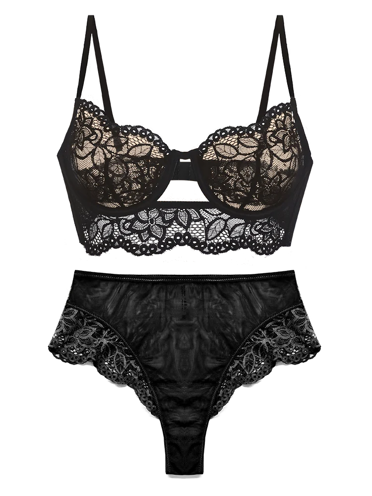 French Lace Bra Set with Soft Underwire Push Up for Small Bust Lightweight Comfort Anti Sagging Lingerie AU Sizes MOYISU-Sexy AB