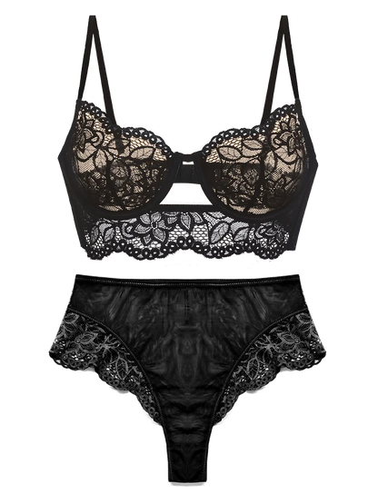 French Lace Bra Set with Soft Underwire Push Up for Small Bust Lightweight Comfort Anti Sagging Lingerie AU Sizes MOYISU-Sexy AB
