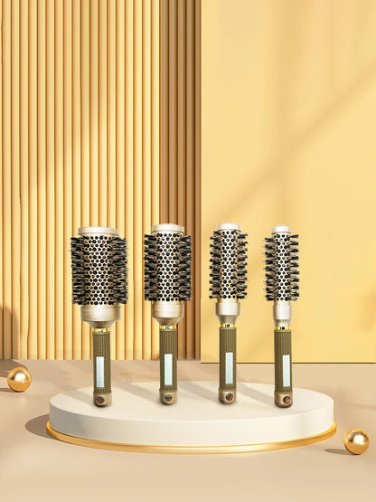 Aluminum Tube Round Barrel Hair Curling Brush Anti Static Round Rolling Brush Pro Barber Hair Rolling Brush Salon Styling Tools