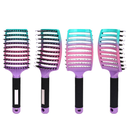 Barber Hair Brush Scalp Massage Comb Women Nylon Pig Sideburns Wet Curly Hair Brush Hairy Big Bend CombStyling Tools ﻿ ﻿