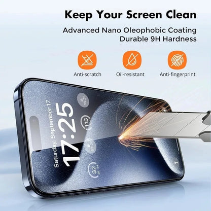 4 PCS Tempered Glass iPhone 15 14 13 12 11 XR Shatter Proof Screen Protector iPh