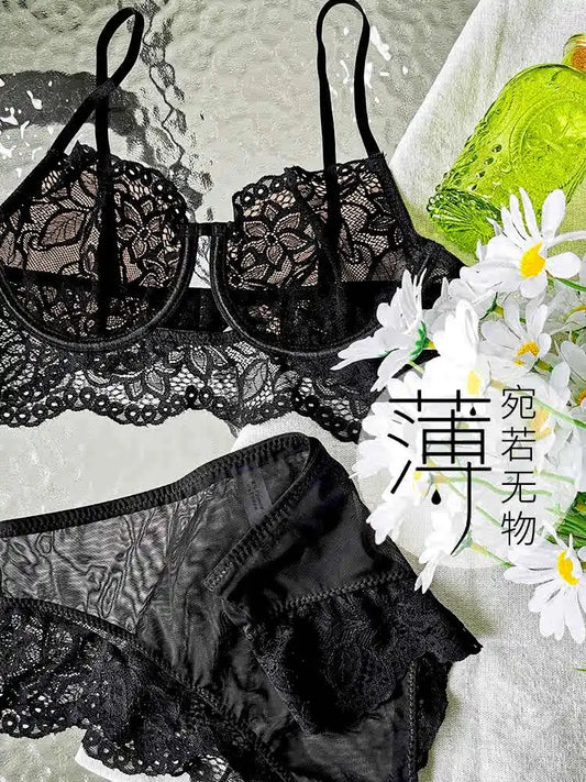 French Lace Bra Set with Soft Underwire Push Up for Small Bust Lightweight Comfort Anti Sagging Lingerie AU Sizes MOYISU-Sexy AB
